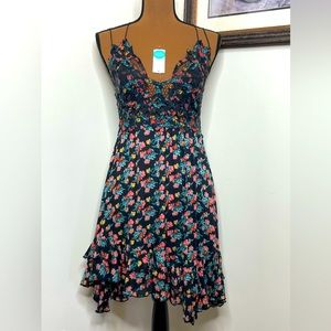 Black floral dress, size M,